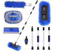 Lezcufer Spazzola per lavaggio auto con manico lungo da 165 cm, con setole morbide e manico estensibile e attacco per tubo per auto, SUV, camion, camper, barca