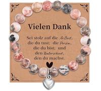 Lezehea Braccialetto Quarzo Rosa,Bracciali da Donna,Bracciali di Perline per Donne,Perline Ø 8 mm Elastico Bracciale,Braccialetti per Sorella Amicizia,Idea Regalo (Amore-FBM)