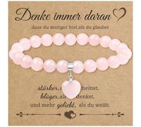 Lezehea Braccialetto Quarzo Rosa,Bracciali da Donna,Bracciali di Perline per Donne,Perline Ø 8 mm Elastico Bracciale,Braccialetti per Sorella Amicizia,Idea Regalo (Amore)