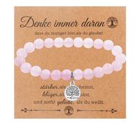 Lezehea Braccialetto Quarzo Rosa,Bracciali da Donna,Bracciali di Perline per Donne,Perline Ø 8 mm Elastico Bracciale,Braccialetti per Sorella Amicizia,Idea Regalo (Albero della vita)