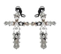 Lezevn 2 collane con croce in plastica argentata, accessori per suora, accessori per feste a tema, accessori per Halloween