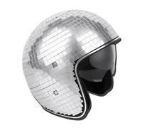 Lezevn Casco da discoteca con visiera retrattile, cappello punk con vetro a specchio glitterato, accessori scintillanti per bar, DJ club, feste e cosplay