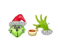 Lezevn Orecchini Classici Natalizi con Il Grinch Orecchini Rossi e Verdi con Babbo Natale Orecchini Natalizi in Lega per Donne e Ragazze Amanti di Babbo Natale