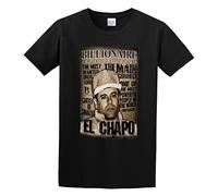LEZHONGQIU Billionaire El Chapo Most Wanted Graphic Drug Lord Jaoquin Guzman Prison Men's T-Shirt Unisex Black Men Tees M