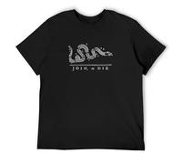 LEZHONGQIU Black Join Or Die Benjamin Franklin Revolutionary War Men's T-Shirt Unisex Black Men Tees XXL