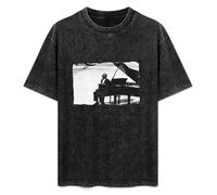 LEZHONGQIU Ray Charles at The Piano Men's T-Shirt Unisex Black Men Tees S