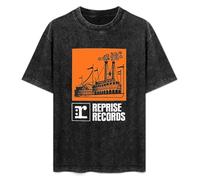 LEZHONGQIU Reprise Records Riverboat Retro Record Label Music Men's T-Shirt Unisex Black Men Tees L