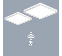 LEZOE 2PCS Lámpara LED de techo con detector de movimiento, 18W 1800 lm, radar, sensor de movimiento, 3000K/4000K/6500K lámpara con sensor para baño, garaje, escaleras, sótano 22X22X2.5CM