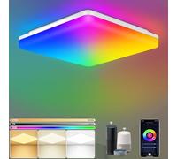 LEZOE Lampada da soffitto Smart LED da 18 W, dimmerabile, colore RGB, 1800 lm, 2,4 GHz, WiFi, multicolore, controllabile tramite app, IP54, lampada da bagno per soggiorno, compatibile con Alexa e