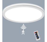 LEZOE Lámpara LED de techo con detector de movimiento, 30W 3300 lm, radar, sensor de movimiento, 3000K/4000K/6500K lámpara con sensor para baño, garaje, escaleras, sótano Ø39X2.5CM