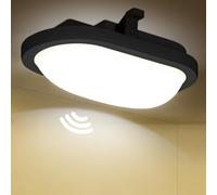 LEZOE Plafoniera LED con rilevatore di movimento 18W, 2200LM 120lm/W, Radar IP54 Lampada da soffitto con sensore di movimento, 4000K per bagno, magazzini, garage, cantina, corridoio, balcone nero