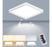 LEZOE Plafoniera LED con rilevatore di movimento dimmerabile, lampada da soffitto con sensore radar 18W 1800LM, lampada sensore 3000K/4000K/6500K bagno, garage, scale, cantina, corridoio, balcone 22cm