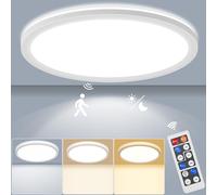 LEZOE Plafoniera LED con rilevatore di movimento dimmerabile, lampada da soffitto con sensore radar 24W 2400LM, lampada sensore 3000K/4000K/6500K bagno, garage, scale, cantina, corridoio, balcone 30cm