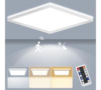 LEZOE Plafoniera LED con rilevatore di movimento, LED Radar lampada Sesor 24W 2400LM dimmerabile, sensore 3000K/4000K/6500K IP54 per bagno, garage, scale, cantina, corridoio, balcone 30x30x2,5 cm