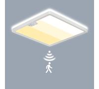 LEZOE Plafoniera LED con sensore di movimento, lampada da soffitto con sensore PIR da 18W 2000LM 3000K/4000K/6500K per bagno, garage, scale, cantina, corridoio, balcone 22x22x2,5cm