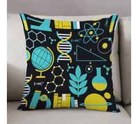 LEZUAHSH Federe per Cuscini,Cuscini Divano Fodera per Cuscino Camera da Letto Decorazione per Interni 50x50cm Cuscino,Lezione di scienze a tema Biologia Chimica e fisica Protoni Neutroni