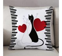 LEZUAHSH Federe per Cuscini,Cuscini Divano Fodera per Cuscino Camera da Letto Decorazione per Interni 50x50cm Cuscino,gatto con amore wo loose fit design illustrazione vettoriale per l'uso nel