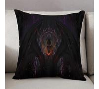 LEZUAHSH Federe per Cuscini,Cuscini Divano Fodera per Cuscino Camera da Letto Decorazione per Interni 50x50cm Cuscino,Illustrazione digitale di un maestoso drago con le ali aperte e il fuoco ch