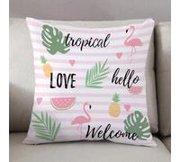 LEZUAHSH Federe per Cuscini,Cuscini Divano Fodera per Cuscino Camera da Letto Decorazione per Interni 50x50cm Cuscino,Amore Fenicotteri Tropicali Anguria Ananas Estate Primavera Albero Bella Gr