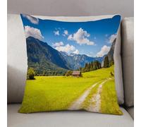 LEZUAHSH Federe per Cuscini,Cuscini Divano Fodera per Cuscino Camera da Letto Decorazione per Interni 50x50cm Cuscino,Natura, Valle rurale delle Alpi Giulie con foto di Paradiso di c