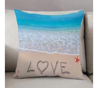 LEZUAHSH Federe per Cuscini,Cuscini Divano Fodera per Cuscino Camera da Letto Decorazione per Interni 50x50cm Cuscino,amore scritto su una spiaggia tropicale