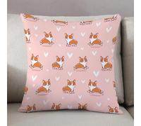 LEZUAHSH Federe per Cuscini,Cuscini Divano Fodera per Cuscino Camera da Letto Decorazione per Interni 50x50cm Cuscino,Carino modello senza cuciture corgi su sfondo rosa