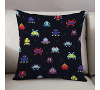 LEZUAHSH Federe per Cuscini,Cuscini Divano Fodera per Cuscino Camera da Letto Decorazione per Interni 50x50cm Cuscino,Grazioso modello di modello infinito di astronavi ufo pixel art e mostri al