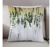 LEZUAHSH Federe per Cuscini,Cuscini Divano Fodera per Cuscino Camera da Letto Decorazione per Interni 50x50cm Cuscino,Ghirlanda di eucalipto su sfondo di organza bianca