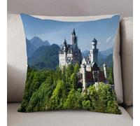 LEZUAHSH Federe per Cuscini,Cuscini Divano Fodera per Cuscino Camera da Letto Decorazione per Interni 50x50cm Cuscino,Germania Castello di Neuschwanstein Piacevole paesaggio naturale. Foresta v