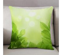 LEZUAHSH Federe per Cuscini,Cuscini Divano Fodera per Cuscino Camera da Letto Decorazione per Interni 50x50cm Cuscino,Sfondo verde, verde tenue, bokeh con foglie di faggio, ecologia, crescita,