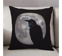 LEZUAHSH Federe per Cuscini,Cuscini Divano Fodera per Cuscino Camera da Letto Decorazione per Interni 50x50cm Cuscino,Corvo in piedi al chiaro di luna da solo