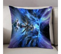 LEZUAHSH Federe per Cuscini,Cuscini Divano Fodera per Cuscino Camera da Letto Decorazione per Interni 50x50cm Cuscino,Astronavi tari futuristiche che entrano in un wormhole per giochi fantasy a