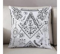 LEZUAHSH Federe per Cuscini,Cuscini Divano Fodera per Cuscino Camera da Letto Decorazione per Interni 50x50cm Cuscino,Sfondo senza soluzione di continuità con simboli massonici e misteriosi. Em
