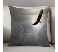 LEZUAHSH Federe per Cuscini,Cuscini Divano Fodera per Cuscino Camera da Letto Decorazione per Interni 50x50cm Cuscino,Aquila, maestosa creatura che vola sopra le nuvole. Libertà. Democrazia e l