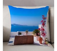 LEZUAHSH Federe per Cuscini,Cuscini Divano Fodera per Cuscino Camera da Letto Decorazione per Interni 50x50cm Cuscino,Splendida vista del paesaggio marino del Mar Egeo del Mediterraneo Santorin