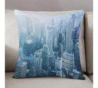 LEZUAHSH Federe per Cuscini,Cuscini Divano Fodera per Cuscino Camera da Letto Decorazione per Interni 50x50cm Cuscino,Neve a New York City immagine skyline con grattacieli urbani in Ma, Opaco,