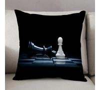 LEZUAHSH Federe per Cuscini,Cuscini Divano Fodera per Cuscino Camera da Letto Decorazione per Interni 50x50cm Cuscino,Scacchiera internazionale Regina Re Scacchiera nera