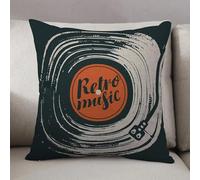 LEZUAHSH Federe per Cuscini,Cuscini Divano Fodera per Cuscino Camera da Letto Decorazione per Interni 50x50cm Cuscino,Manifesto musicale vettoriale in stile retrò sotto forma di copertina nera
