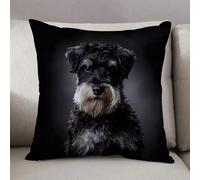 LEZUAHSH Federe per Cuscini,Cuscini Divano Fodera per Cuscino Camera da Letto Decorazione per Interni 50x50cm Cuscino,Ritratto di cane Schnauzer su grigio scuro Animale domestico adorabile