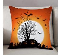 LEZUAHSH Federe per Cuscini,Cuscini Divano Fodera per Cuscino Camera da Letto Decorazione per Interni 50x50cm Cuscino,Albero della morte sotto la luna Foresta spettrale e cimitero Sfondo di Hal
