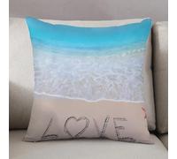 LEZUAHSH Federe per Cuscini,Cuscini Divano Fodera per Cuscino Camera da Letto Decorazione per Interni 50x50cm Cuscino,amore scritto su una spiaggia tropicale (2)