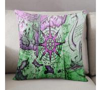 LEZUAHSH Federe per Cuscini,Cuscini Divano Fodera per Cuscino Camera da Letto Decorazione per Interni 50x50cm Cuscino,Rosa dei venti su una mappa