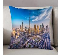 LEZUAHSH Federe per Cuscini,Cuscini Divano Fodera per Cuscino Camera da Letto Decorazione per Interni 50x50cm Cuscino,Skyline di Dubai con la splendida città vicino alla sua autostrada più traf
