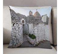 LEZUAHSH Federe per Cuscini,Cuscini Divano Fodera per Cuscino Camera da Letto Decorazione per Interni 50x50cm Cuscino,vista panoramica ad Alberobello Il famoso villaggio dei trulli in Puglia Pu