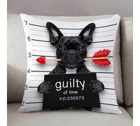 LEZUAHSH Federe per Cuscini,Cuscini Divano Fodera per Cuscino Camera da Letto Decorazione per Interni 50x50cm Cuscino,cane bulldog con rosa in bocca come foto segnaletica colpevole per amore
