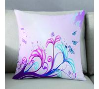 LEZUAHSH Federe per Cuscini,Cuscini Divano Fodera per Cuscino Camera da Letto Decorazione per Interni 50x50cm Cuscino,Natura, corpi di fiori giganti curvi e farfalle che volano in stile primave