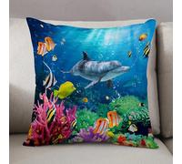 LEZUAHSH Federe per Cuscini,Cuscini Divano Fodera per Cuscino Camera da Letto Decorazione per Interni 50x50cm Cuscino,Delfino Corallo Pesci colorati sotto il mare