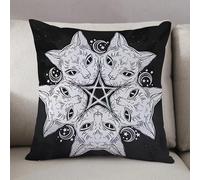 LEZUAHSH Federe per Cuscini,Cuscini Divano Fodera per Cuscino Camera da Letto Decorazione per Interni 50x50cm Cuscino,cinque di una testa di gatto. sizione mistica. Arte del tatuaggio sullo sfo