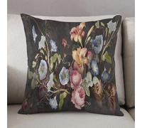 LEZUAHSH Federe per Cuscini,Cuscini Divano Fodera per Cuscino Camera da Letto Decorazione per Interni 50x50cm Cuscino,Illustrazione di fiori su muro di cemento scuro grunge. Loft moderno classi