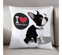 LEZUAHSH Federe per Cuscini,Cuscini Divano Fodera per Cuscino Camera da Letto Decorazione per Interni 50x50cm Cuscino,Boston Terrier Primo Piano Cane Domestico Boston Amore Texture Animali Dome
